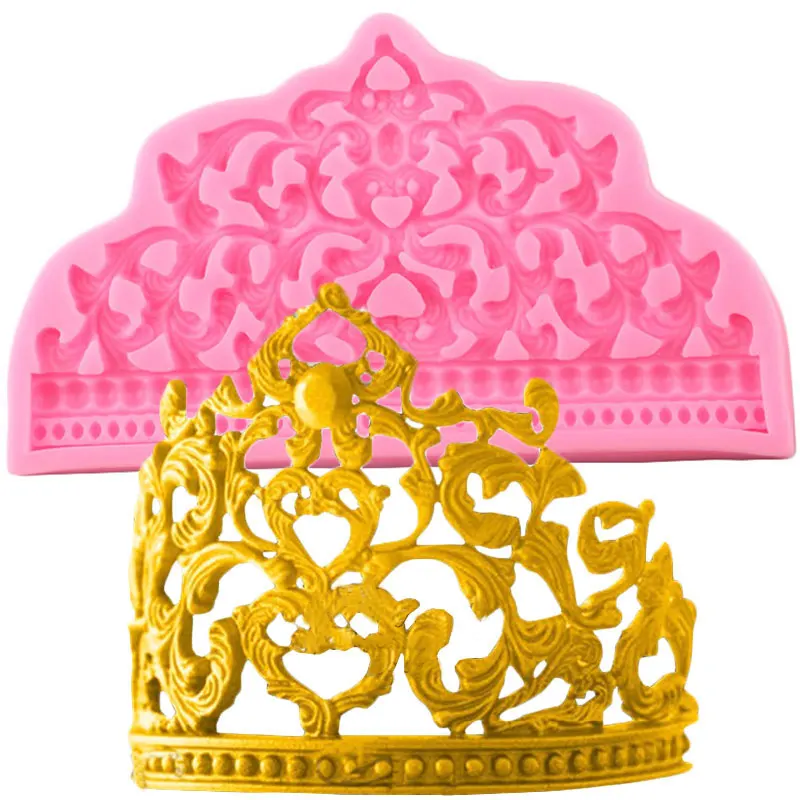 3D Barokk Crown Silikoon Hallituse Pulm Cupcake Torukübar Fondant Kook Dekoreerimiseks Vahendid Candy Ehted Savi Šokolaadi Gumpaste Hallitus