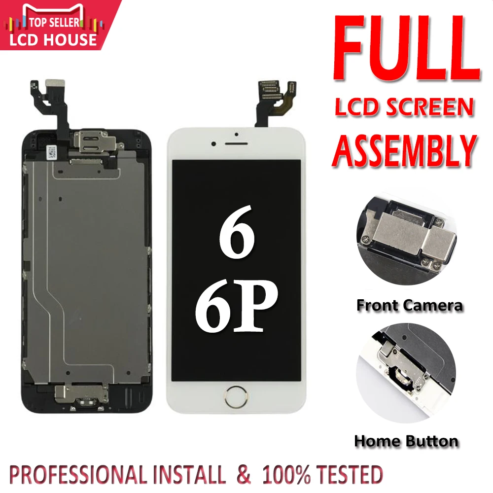 AAA+ Ekraan, iPhone 6 Pluss 6G LCD Full Komplekt Kokkupanek Täielik Asendamine Touch Digitizer iPhone 6 Pluss Must-Valge LCD