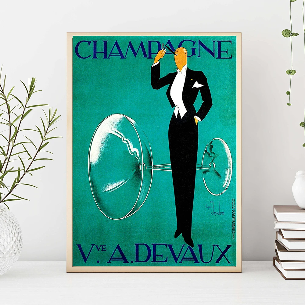 Aastakäigu Šampanja Devaux Plakatid Regals Cherry Brandy Tüdruk Prindib Alkoholi Seina Art Lõuend Maali Pilt, Köök Baar Decor 2