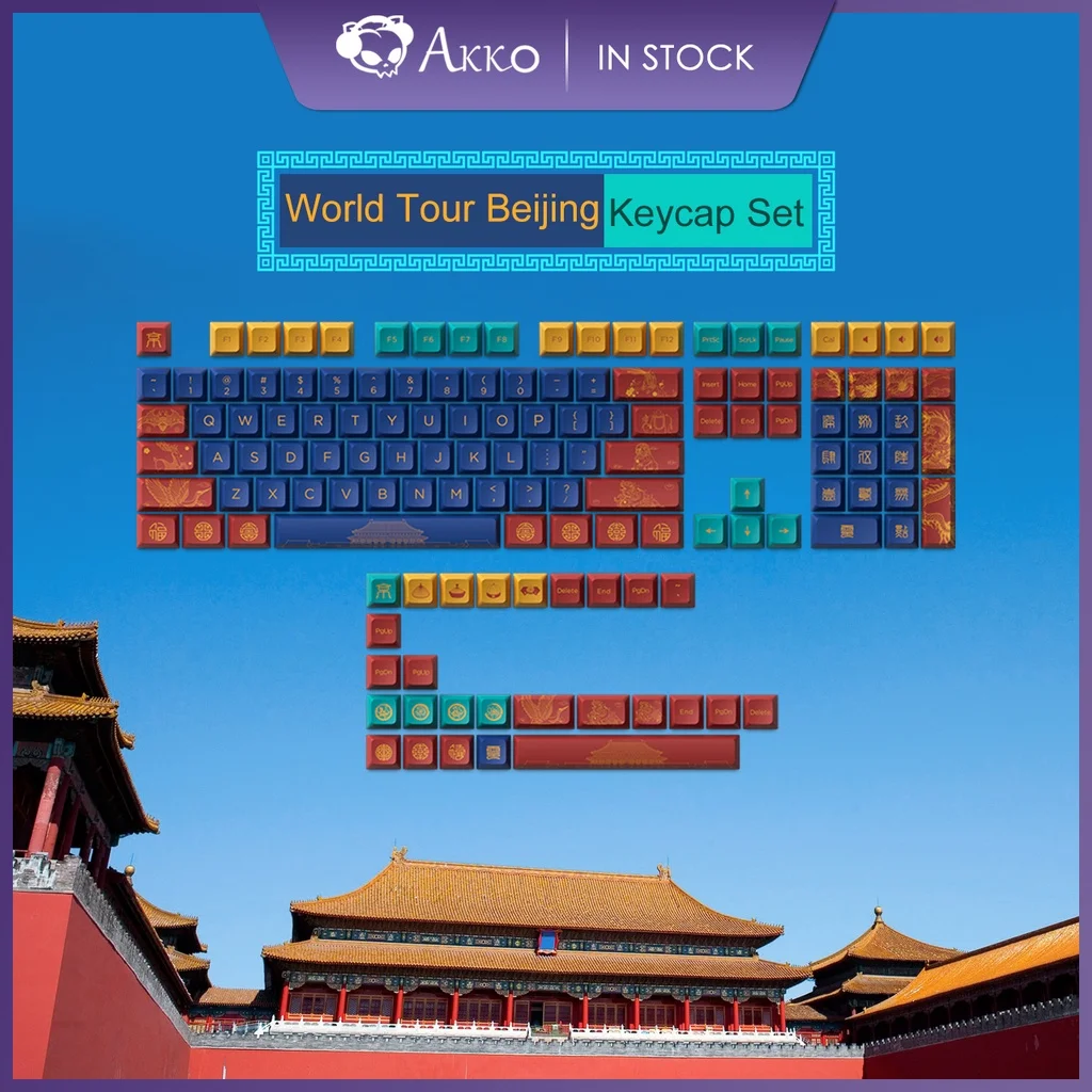 Akko World Tour-Peking Keycap Komplekt 135-sisestage PBT Värvainete Sublimatsioon JDA Profiili Täis Keycaps Mehaaniliste Klaviatuuride