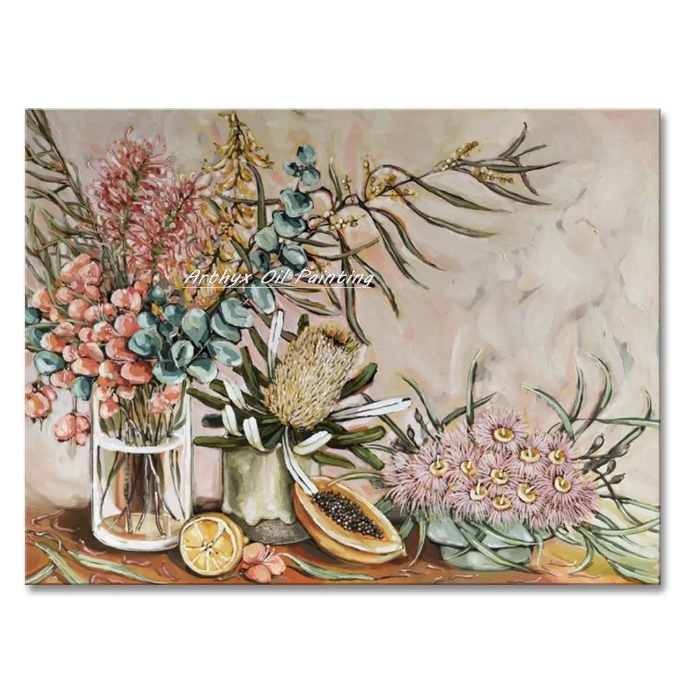 Arthyx Käsitsi Maalitud Natüürmort Lillede Õlimaal Lõuendil Suured Seina Art Pilt Kaasaegse Kodu Kaunistamiseks Elutuba 0