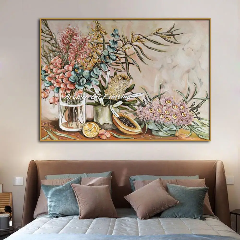 Arthyx Käsitsi Maalitud Natüürmort Lillede Õlimaal Lõuendil Suured Seina Art Pilt Kaasaegse Kodu Kaunistamiseks Elutuba 2