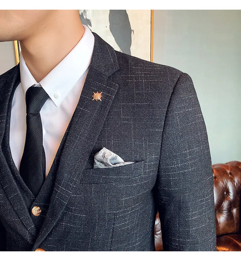 Boutique (Pintsak + Vest + Püksid) itaalia Stiilis Elegantne ja Moodne Äri Meeste Härrasmees Triibuline Ametliku Ülikond 3-osaline 1