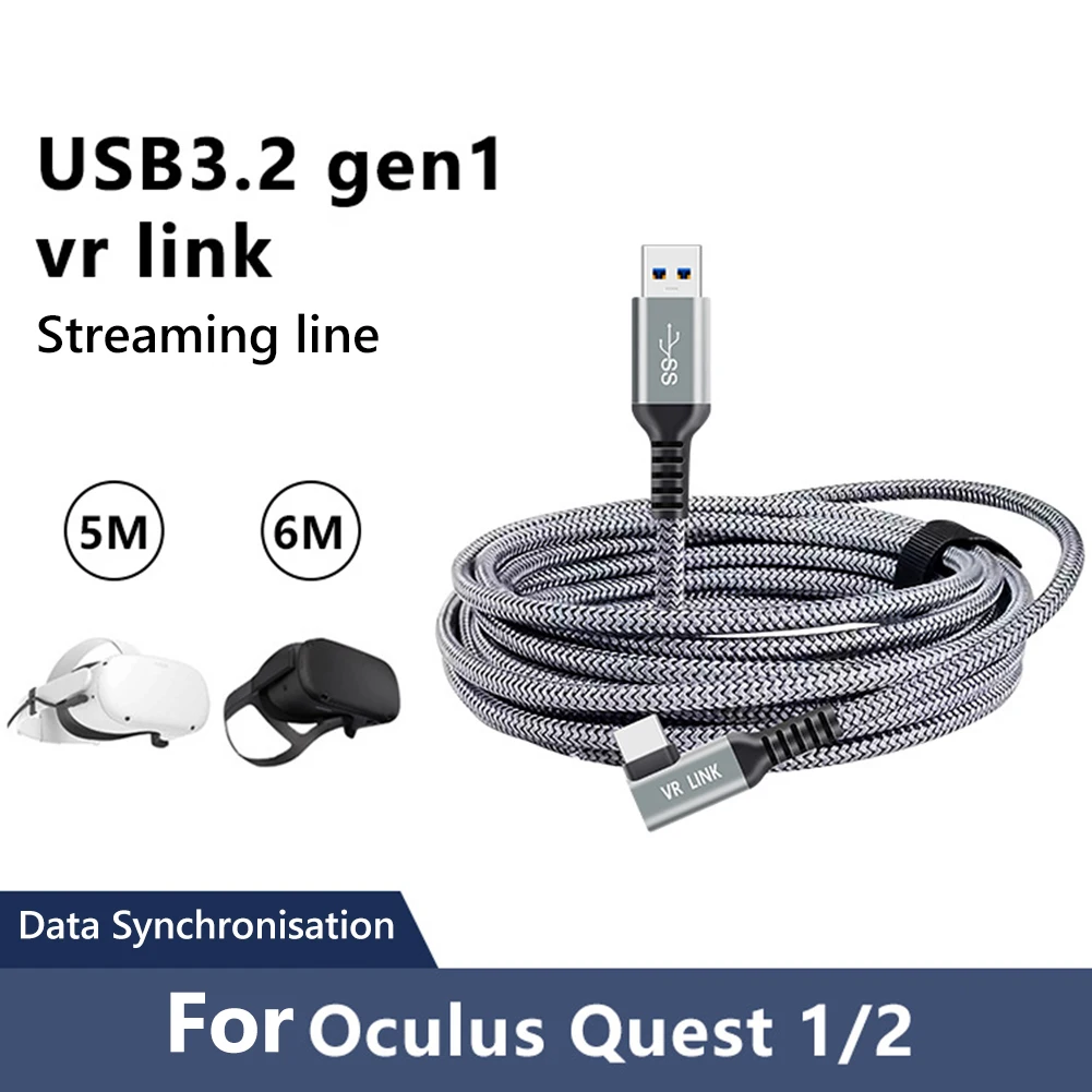 Eest Oculus Quest 2 Link Kaabel Küünarnuki 60W USB-3.2 Gen 1 Link Kaabli Tüüp C andmeedastus Kiire Laadimine 6M 5M Auru VR Tarvikud