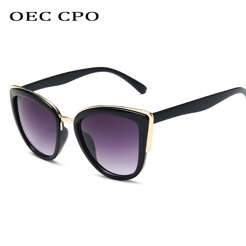 OEC CPO Vintage Cat Eye Päikeseprillid Naistele Brändi Disainer Kalle päikeseprillid naistele, Suur Raami Tooni UV400 Oculos O143