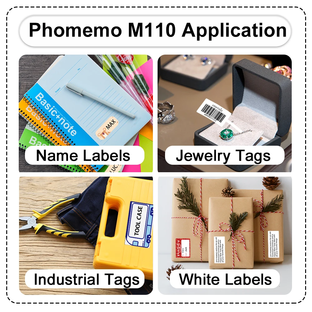 Phomemo M110 Smart Thermal Label Printer Bluetooth-Ühilduva Äri Vöötkoodi Märgistuse Hind Kaabel Kleebis Label Maker, 5