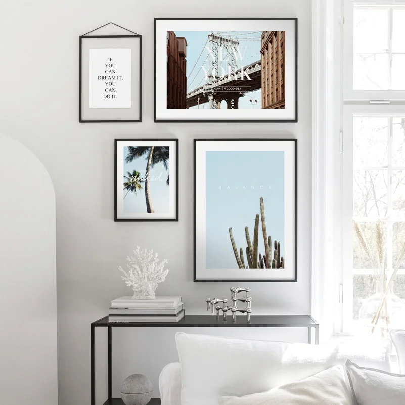 Rannas Palmi Puud New Yorgi Silla Cactus Hinnapakkumisi Seina Art Printimine Paberile, Lõuendile Maali Nordic Plakatid Decor Pilte Elutuba 0