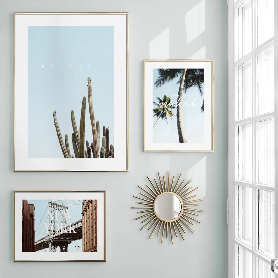 Rannas Palmi Puud New Yorgi Silla Cactus Hinnapakkumisi Seina Art Printimine Paberile, Lõuendile Maali Nordic Plakatid Decor Pilte Elutuba 2