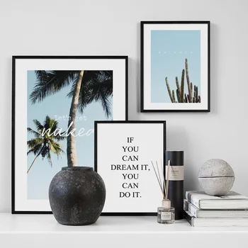 Rannas Palmi Puud New Yorgi Silla Cactus Hinnapakkumisi Seina Art Printimine Paberile, Lõuendile Maali Nordic Plakatid Decor Pilte Elutuba 1
