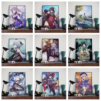 Genshin Mõju Canvas Poster HD Mängu Tähemärki Värvimine Anime Girl Seina Art Prints Dorm Pilt elutuba, Magamistuba Home Decor