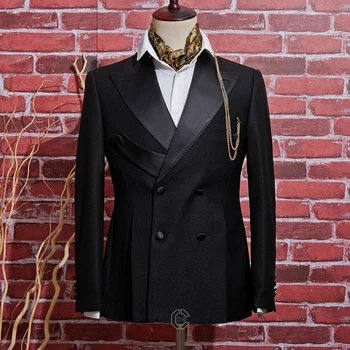 C-D-G Must Meeste Ülikonnad Topelt Karavan 2021 Hiljemalt Disaini Peigmees Pulmas Tuxedos Parim Kostüüm Homme 2 Tükki