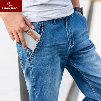 42 44 46 48 suur suurus kvaliteetsest puuvillasest stretch teksad Sirge 2020. aasta sügis-talvel brändi riided meeste mood denim püksid