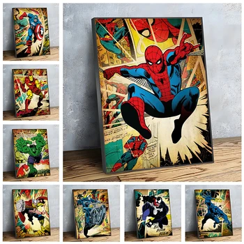 Marvel Avengers Plakat Spiderman Rauast Mees Rippus Seina Art Lõuend Maali Prindib Seinamaaling Pilte Magamistuba, Elutuba, Tuba Teenetemärgi