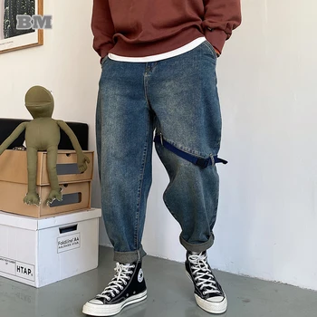 Ameerika Hip-Hop, Retro Skate Kottis Teksad Korea Streetwear Õnnetud Cargo Denim Püksid Meeste Riided Harajuku Vabaaja Püksid
