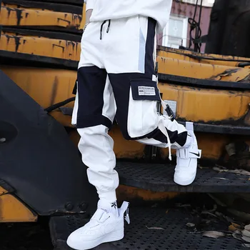 Uus Meeste Cargo Püksid Hip-Hop Lahti Õmblemine Meeste Streetwear Püksid Harajuku Multi-tasku Kontrasti Joggers Täies Pikkuses Püksid
