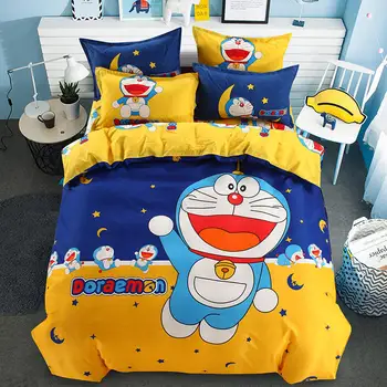 4 Tükki, Komplekti Doraemon Voodipesu Komplektid Nobita Nobi Twin Full Size Tekk, Voodi Kate Tekikott Padjapüürid Leht Täiskasvanud Lapsed