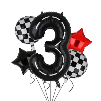 5tk/set Number Õhupalli eest Rassi Auto Teema Sünnipäeva Teenetemärkide Hõlmavad Suurt Foolium Õhupalli 18inch Star Ruuduline Lipp Ballon