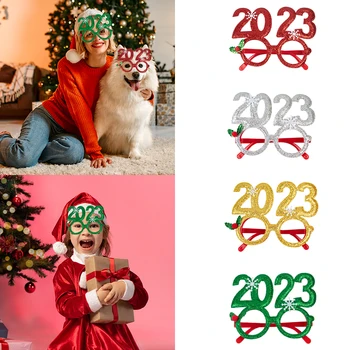 1tk Jõulud kuldne Paber Prillid 2023 Lapsed Täiskasvanud Raami Xmas Ornament Natal Navidad Anni Uue Aasta Kodu Kaunistamiseks DIY Tarvikud