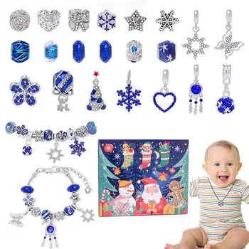 2023 Jõulud Taimer Kalender Käevõrud Sinine Seeria Xmas DIY Käevõru Accessory Set Imeline Jõulud Kingitus Lastele