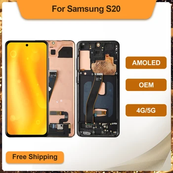 Hinne AMOLED Samsung Galaxy S20 SM-G980 SM-G980F/DS SM-G981B OEM LCD Puutetundlik Digitizer Assamblee Asendamine 4G 5G OLED