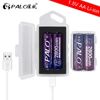 PALO 1,5 v AA-Li-ion aku AA liitium li-ioon laetav aku AA 1,5 V 2800mWh koos aku puhul laadimine USB AA 1,5 V