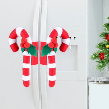 2tk Jõulud Külmik ukselingi Katte Riie Walking Stick köögitehnika Mikrolaine Ahi, Külmkapp Nupp Kinnas Protector
