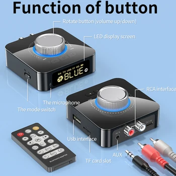 Tebe Digital 5.0 Bluetooth-Vastuvõtja, Saatja, Audio Adapter 3,5 mm Aux/RCA WTF/U Disk Mängida koos Mic LCD Ekraan TV Auto 1