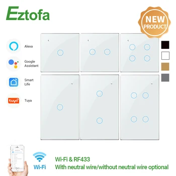 Tuya Wifi Touch Lüliti Nr Neutraalne Traat Vaja RF433 Remote Smart Home Alexa Google Alice hääljuhtimine Smart Elu App MEID EL
