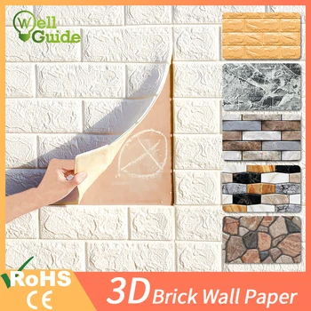 3D Seina Kleebised Veekindel DIY 70*77cm Marmorist, Tellistest Koorida ja isekleepuvad Seina paber 3D Tellis Kivi Seina Paberid Lapsed Tuba
