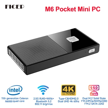 M6 Mini PC 11. Gen Intel N6000 2.9 GHz, Windows 11 DDR4 NVMe 256GB SSD Windows 10 Pocket Office Gamer Arvuti 4K WiFi6 BT5.2