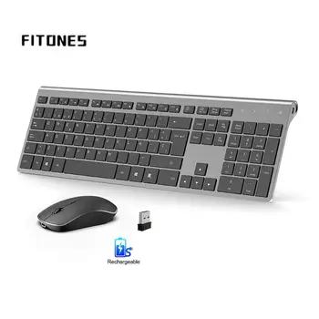 Wireless klaviatuur ja hiir, hispaania paigutus, laetav aku, stabiilne USB ühendus, sobib notebook, arvuti, hall