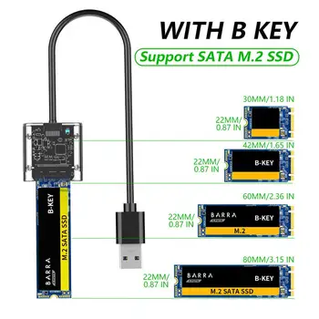 Adapter M2 NVMe/SATA SSD Puhul 5Gbps HDD Box M. 2 NVME NGFF SSD ja USB 3.0 Kõvaketas Ruum NGFF（B Võti）M. 2 kõvaketast