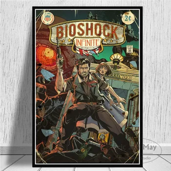 Bioshock Ekstaas Video Mängu Retro Lõuendile Maali Plakatid Ja Pildid Seina Pildid Elutuba Teenetemärgi Home Decor Quadro