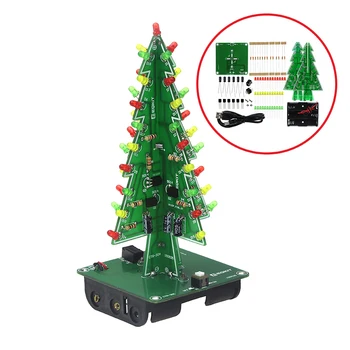 Kolme-Mõõtmeline (3D Christmas Tree LED DIY Kit Punane/Roheline/Kollane LED Flash Circuit diy elektroonilise sätestatud Elektroonilise Lõbus Suite
