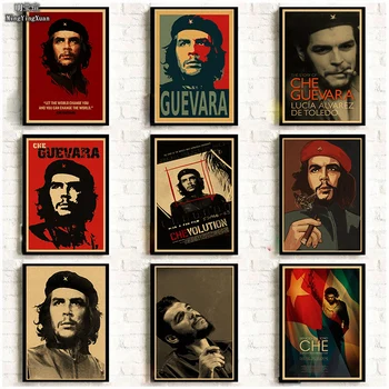 Kuulsus Revolutsiooniline Che Guevara Punane Portree Maali Vintage Jõupaber, Plakat, Baar Magamistuba Decor Maali Seina Kleebis