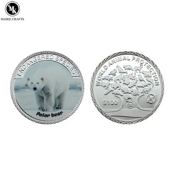 Jääkaru Mälestusmünte Hõbetatud Metallist Mündid Pääsme Kogumise Kingitus Kohandatud Hulgimüük