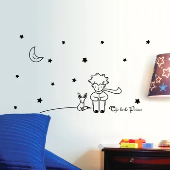 Kass Hiirt Home Decor Seina Kleebis Lastele Toad Chidren Magamistuba Decor Cartoon Muinasjutt Väike Prints koos Fox Kuu Star