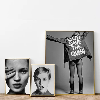 Supermodell Kate Moss Põhjamaade Retro Plakat, Lõuend Print Seina Art Kingitusi Feministlik Maali Mood Seina Art Pilte Elutuba