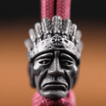 Indian Chief Pea Skulptuur Messing Nuga Helmed EDC Väljas Vahend DIY Paracord Käsitööna Kootud kaelapaela kinnitamine Ripatsid, Nõidumine Tarvikud