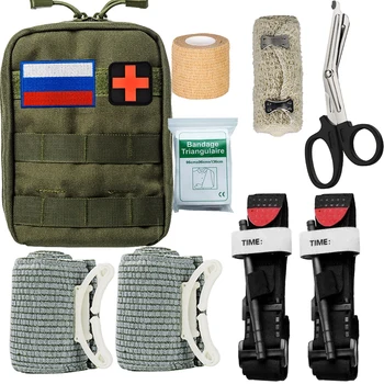 Sõjalise Ellujäämise Kott vene lipu Meditsiinilise Hädaabi Ellujäämise First Aid Kit Sõjalise Taktikalise Tourniquet Sidemega Telkimine 0