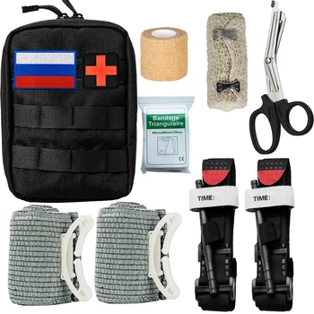 Sõjalise Ellujäämise Kott vene lipu Meditsiinilise Hädaabi Ellujäämise First Aid Kit Sõjalise Taktikalise Tourniquet Sidemega Telkimine 1