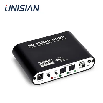 UNISIAN 5.1 Digitaalne Optiline Fiiberkaabel Koaksiaal Audio Decoder 24BIT192KHz DTS, Dolby AC-3 DAC Stereo 5.1 kanalite Võimendi