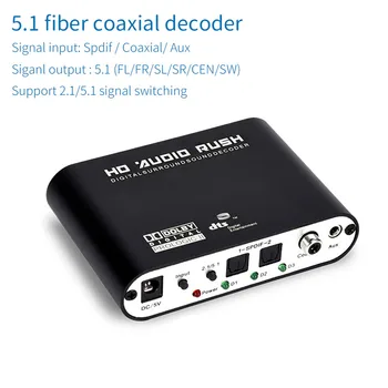 UNISIAN 5.1 Digitaalne Optiline Fiiberkaabel Koaksiaal Audio Decoder 24BIT192KHz DTS, Dolby AC-3 DAC Stereo 5.1 kanalite Võimendi 1