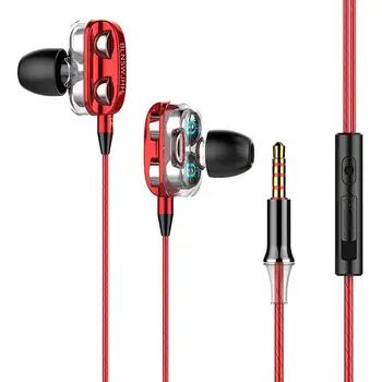Topelt Moving Coil Dual Speaker In-ear Kõrvaklapid Traat Kontrolli Stereo In-ear Earbuds Sport Kõrvaklapid