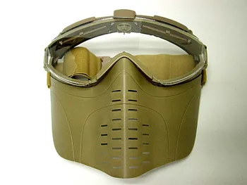 Taktikaline Käik Pro-Jõllitama kogu Nägu Airsoft Paintballi Mask koos Ventilaatoriga Ventilatsiooni-Tan Oliiviõli Üksluine Must Jahi Varustuse 0