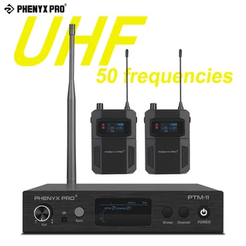 Phenyx Pro PTM-11 UHF Kõrva Jälgida Traadita Süsteemi Saatja ja vastuvõtja 50 sagedusi saab valida Professionaalne Etapp