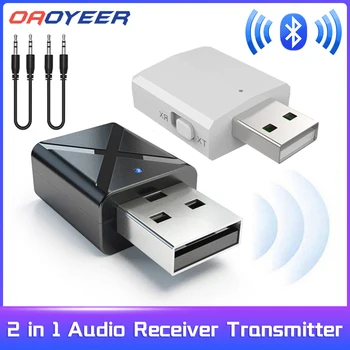 Bluetooth-ühilduva 5.0 Stereo Audio 2in1-Vastuvõtja, Saatja, Mini AUX RCA-USB-3,5 mm Jack-TV PC A2 Auto Kit Traadita Adapte