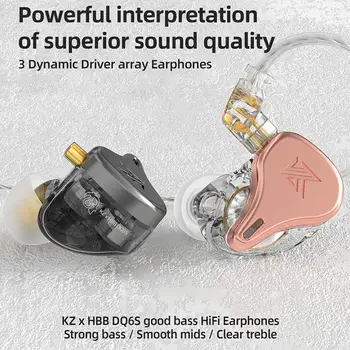 MS DQ6S In-ear Kõrvaklapid 3 Ühiku Liigub-coil Mega Bass HiFi Sound Monitor Kõrvaklapid Muusika Telefoni