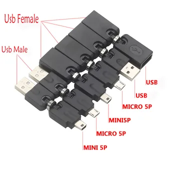 360 kraadi usb2.0 (Meeste ja naiste MINI Micro-usb-Usb-Extendsion adapter 90degree OTG Converter