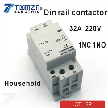 CT1 2 P 32A 1NO 1NC 220V/230V 400V~ 50/60HZ Din rail Leibkonna ac Modulaarne kontaktori